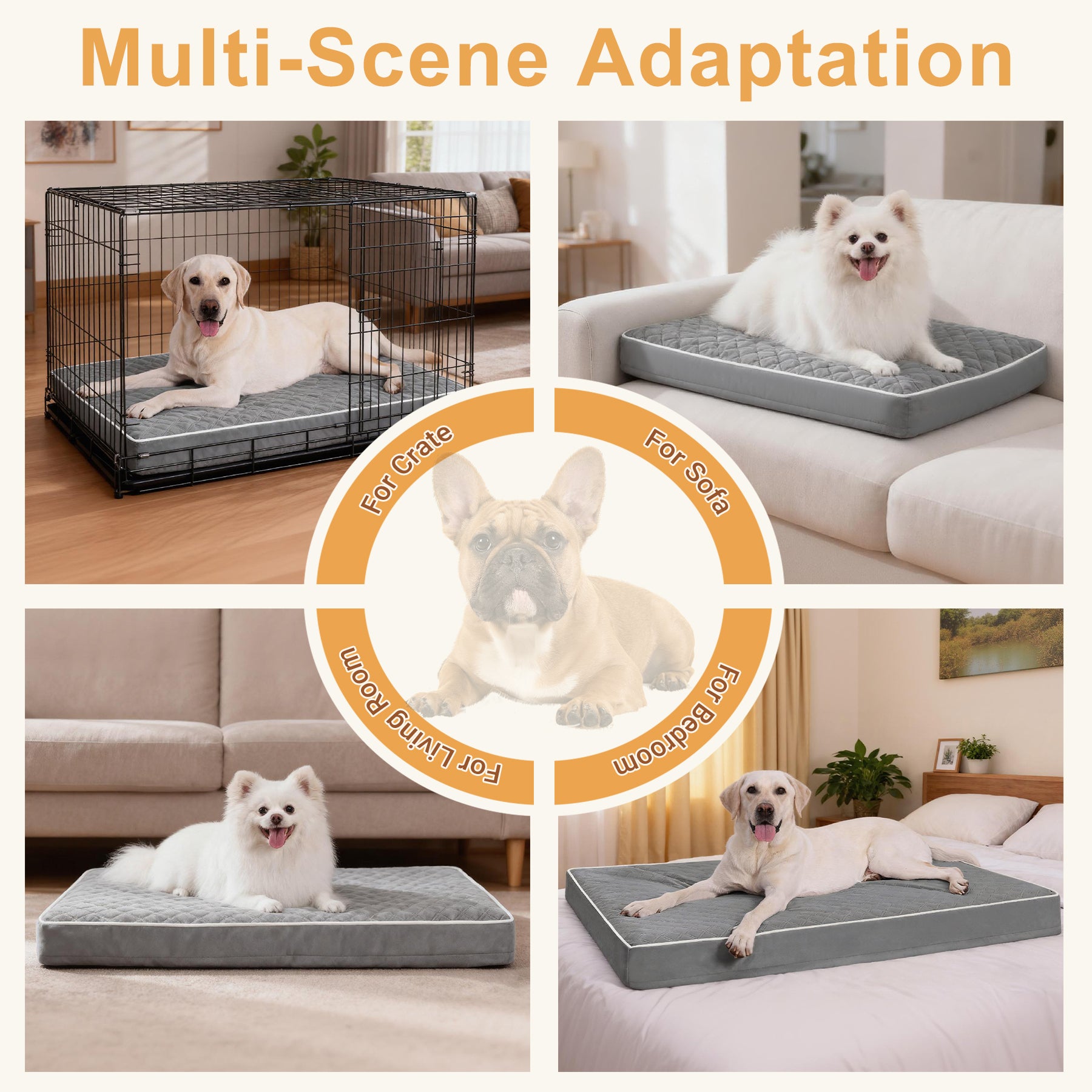 KSIIA Dog Crate Bed for Small Dog Orthopedic Dog Bed with Removable Washable Cover, Dark Grey
