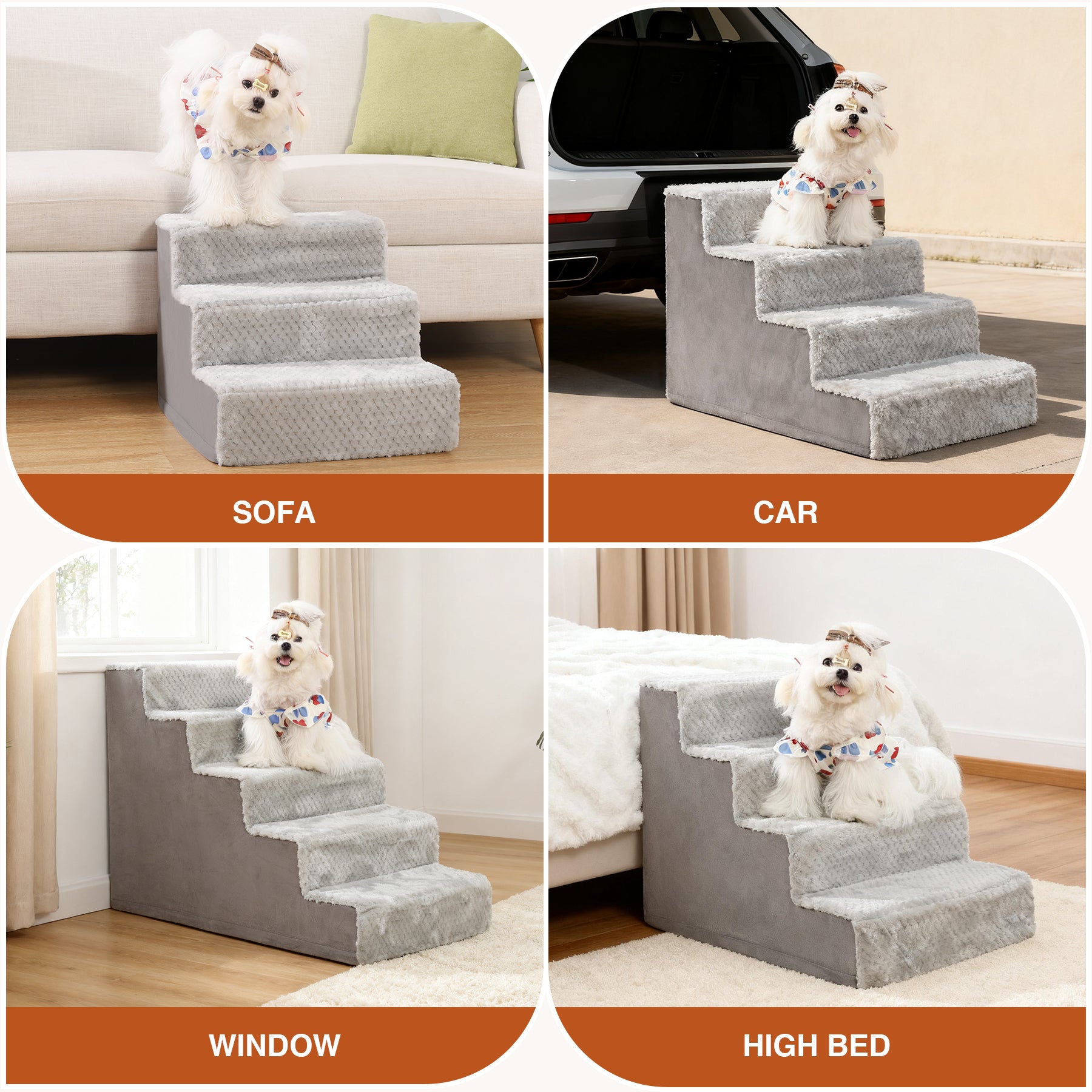 KSIIA Dog Steps for High Bed Couch and Sofa with Non-Slip Bottom and Washable Cover