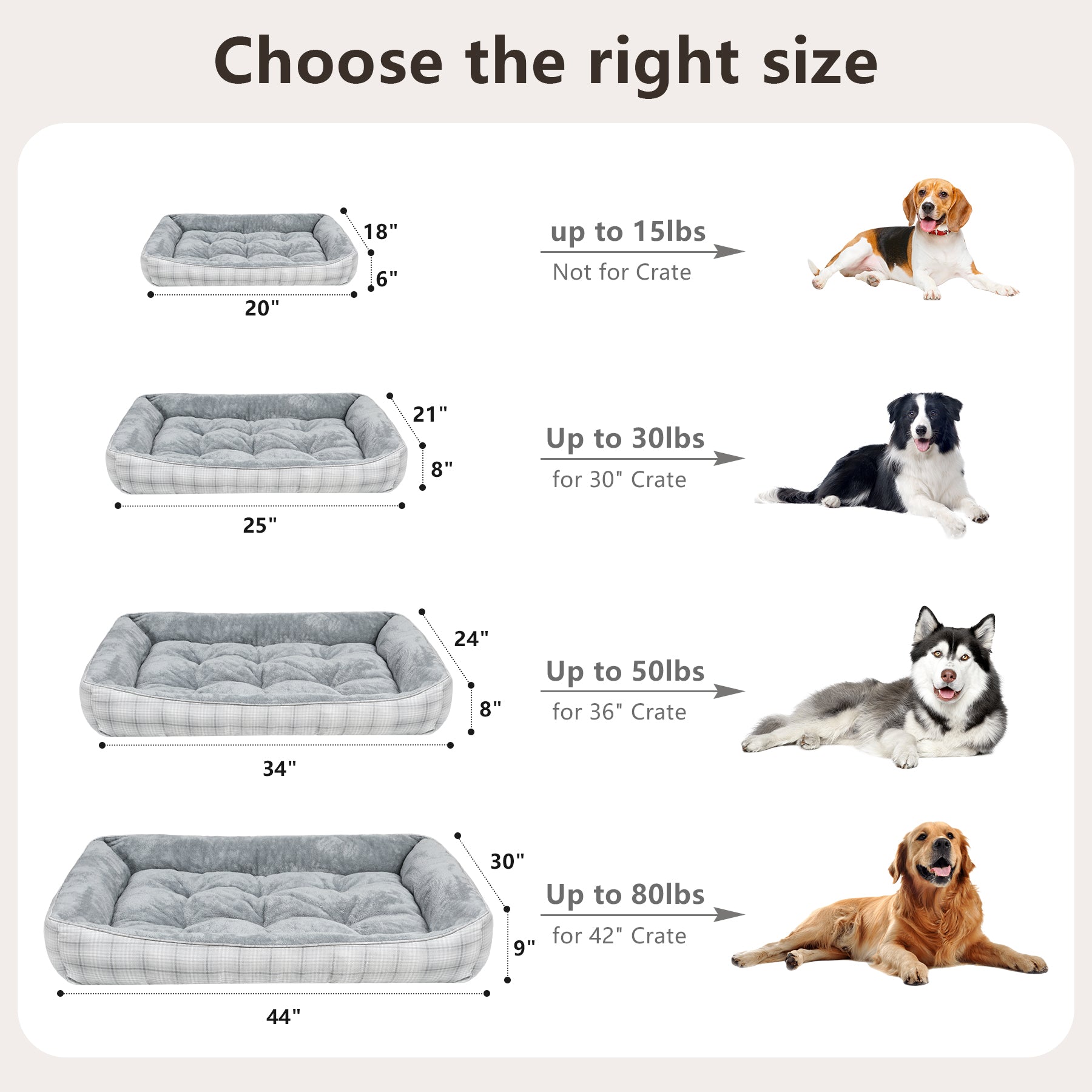 KSIIA Large Dog Beds for Large Dogs Washable, Rectangle Pet Bed with Anti-Slip Bottom