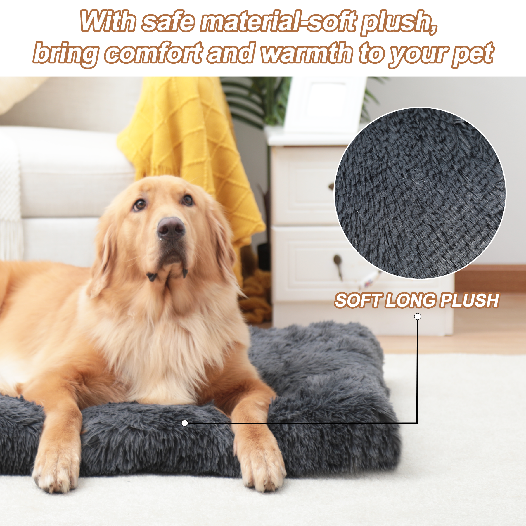 KSIIA Plush Dog Crate Beds for XLarge Dogs,Washable Pet Kennel Pillow Soft Dog Bed