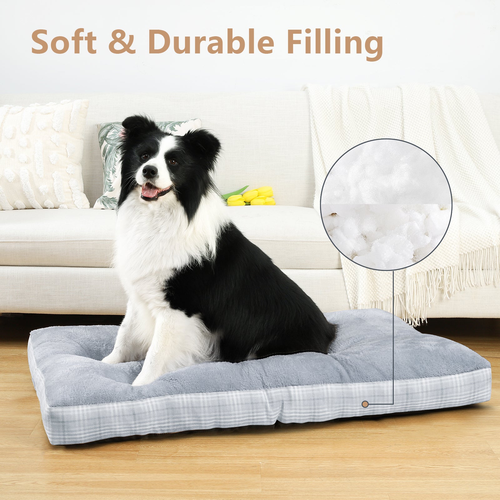 KSIIA Washable Dog Bed for XXLarge Dogs with Anti-Slip Bottom & Durable Zipper, Pet Pad for Crate for Large Sized Puppies