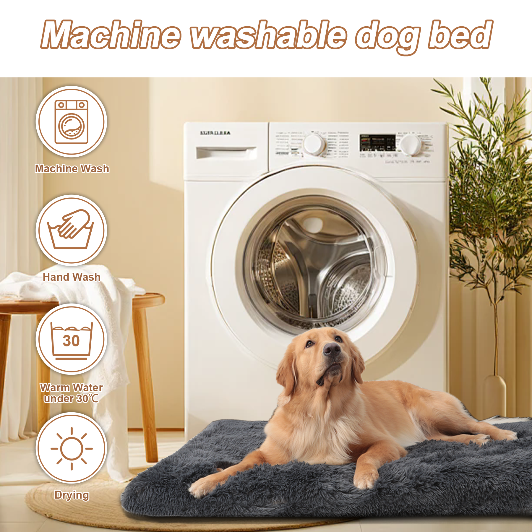 KSIIA Plush Dog Crate Beds for XLarge Dogs,Washable Pet Kennel Pillow Soft Dog Bed