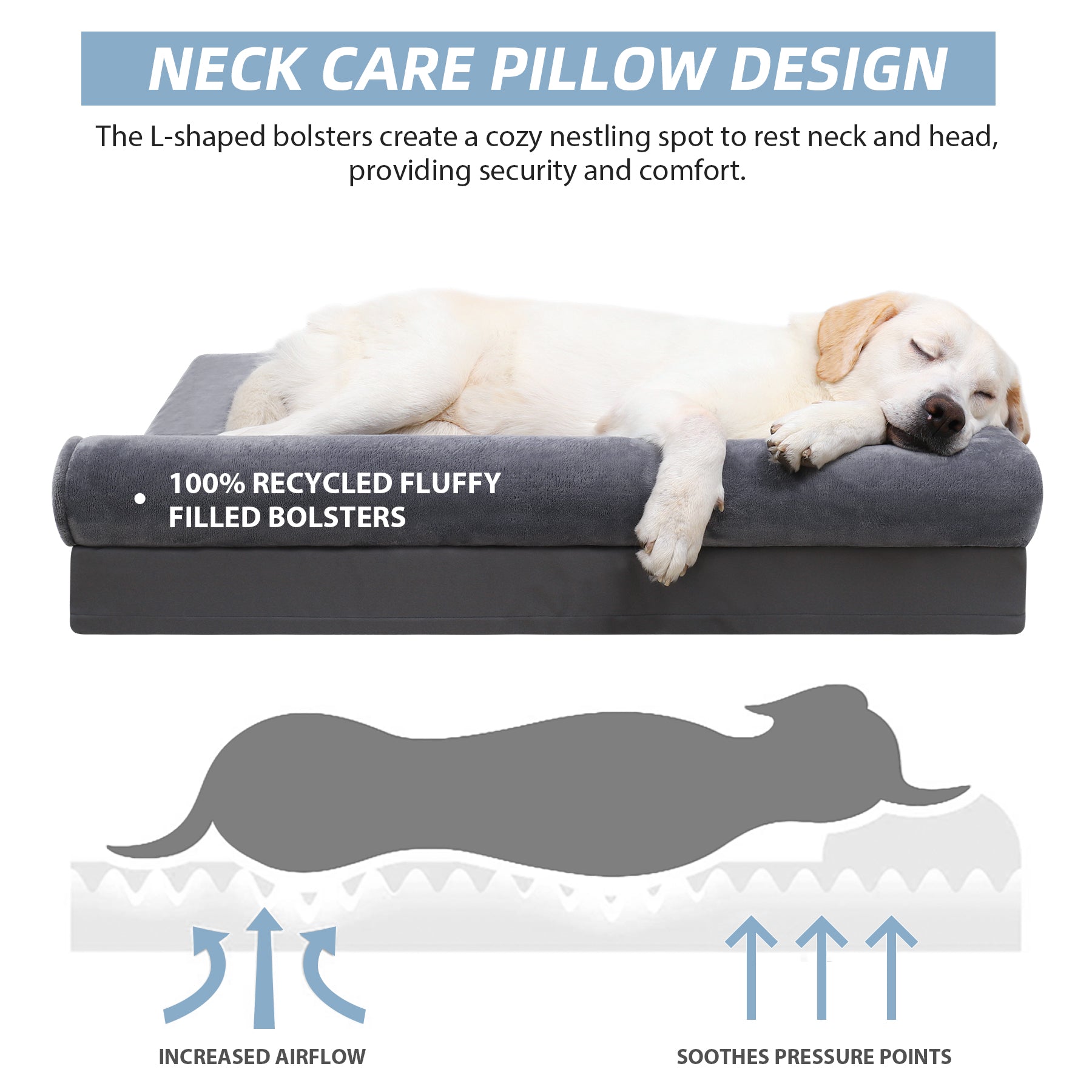 Orthopedic Dog Bed Sofa for Large Dogs, Pet Couch with Removable Waterproof Cover