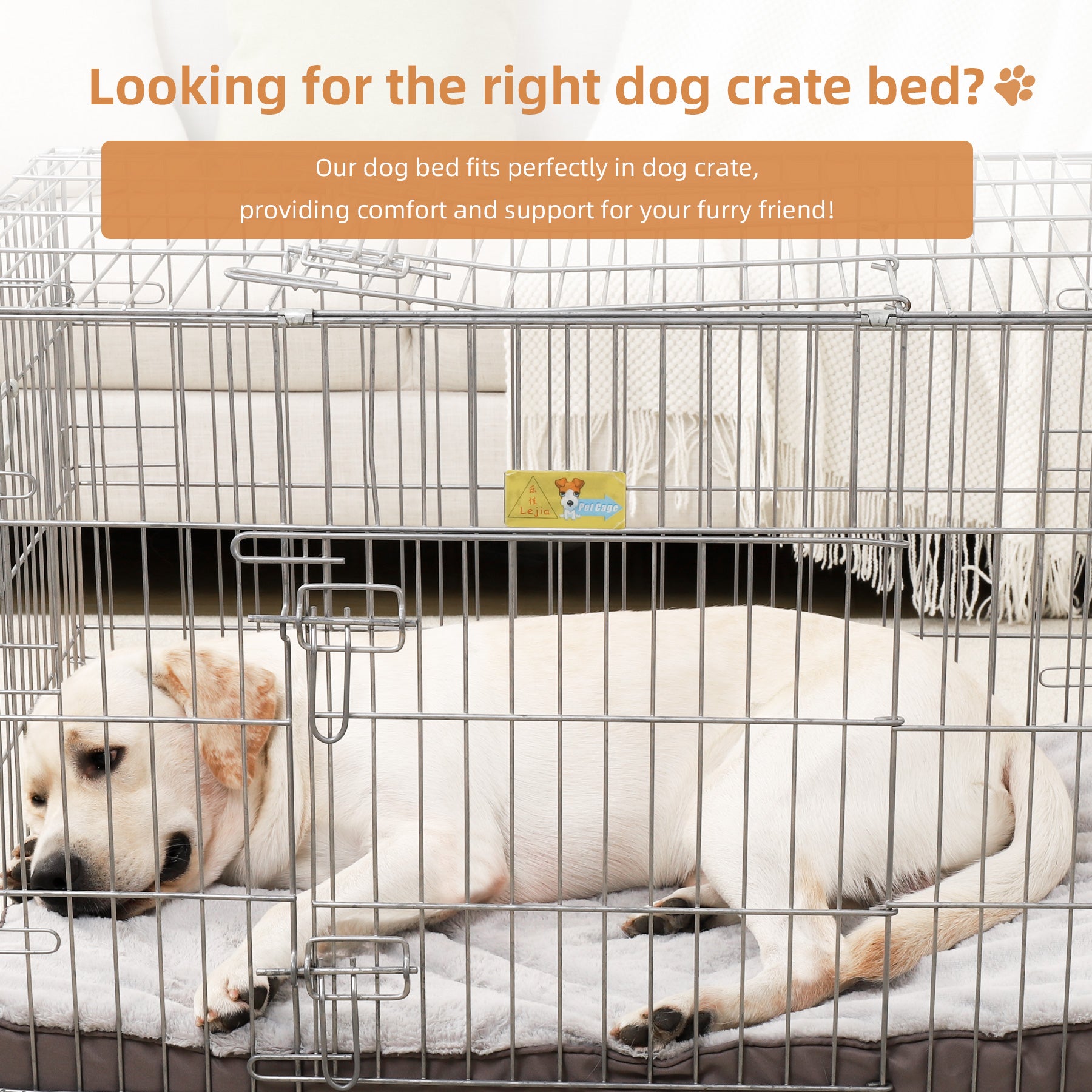 KSIIA Dog Bed for Large Dogs with Washable Removable Cover,Pet Kennel Pad for Crates