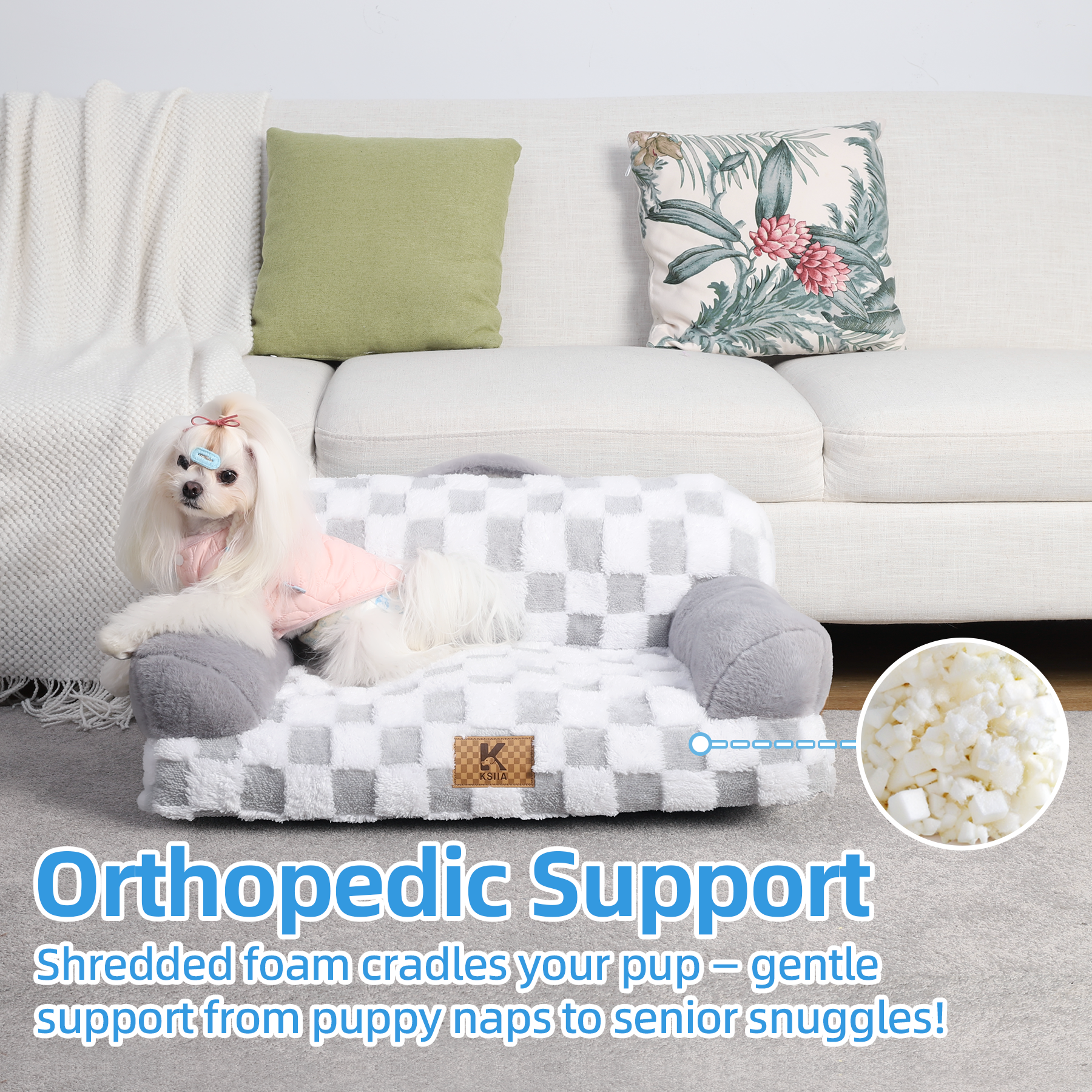 KSIIA Pet Bed for Small Meduim Dog&Cat with Removable Washable Cover