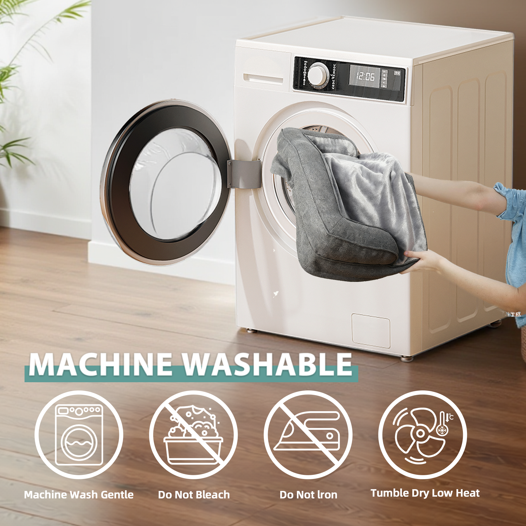 KSIIA Washable Dog Bed for Large Dogs C-Shaped Bolster Pet Couch with Removable Waterproof Cover