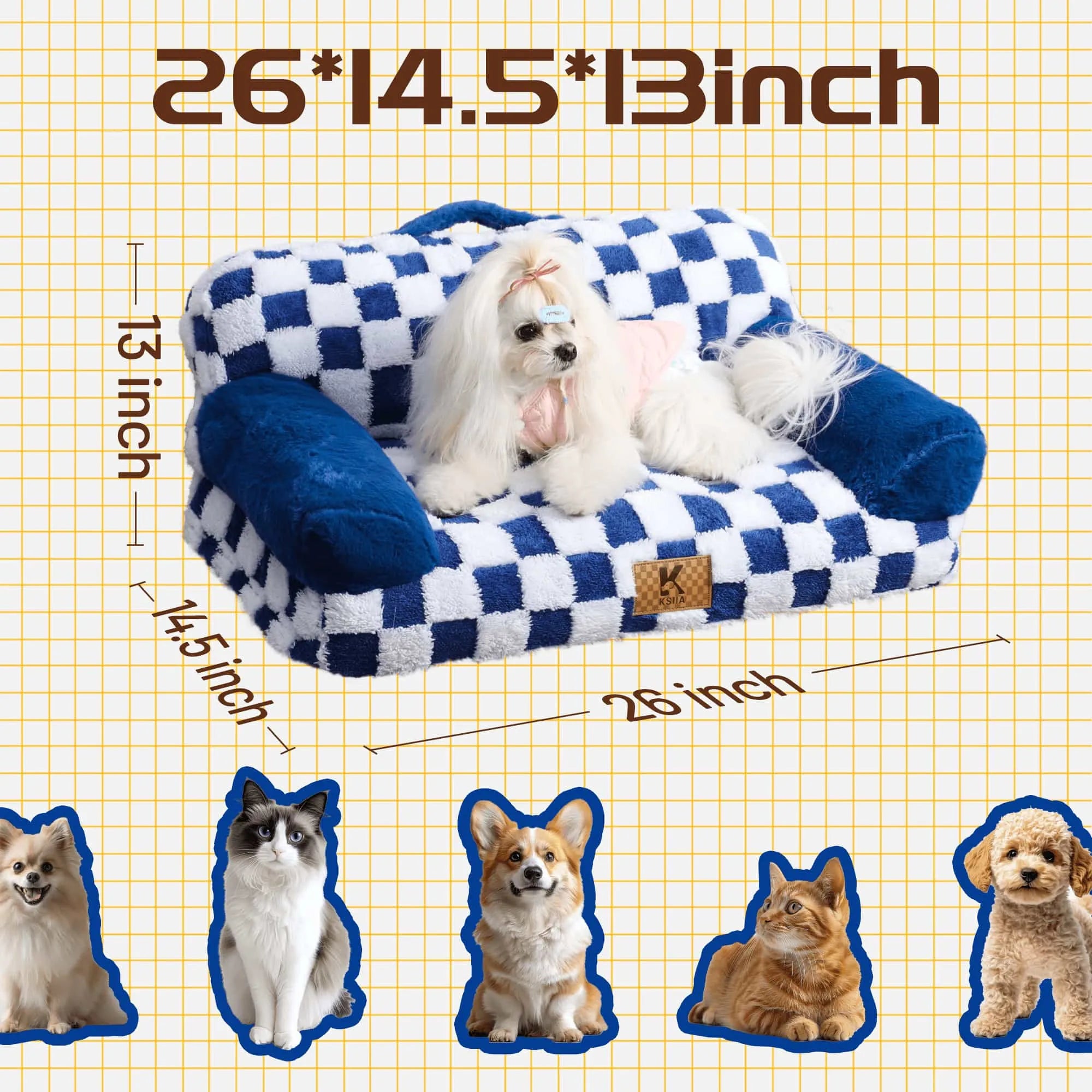 Ksiia Portable Dog Sofa Bed for Small Pets-Harley