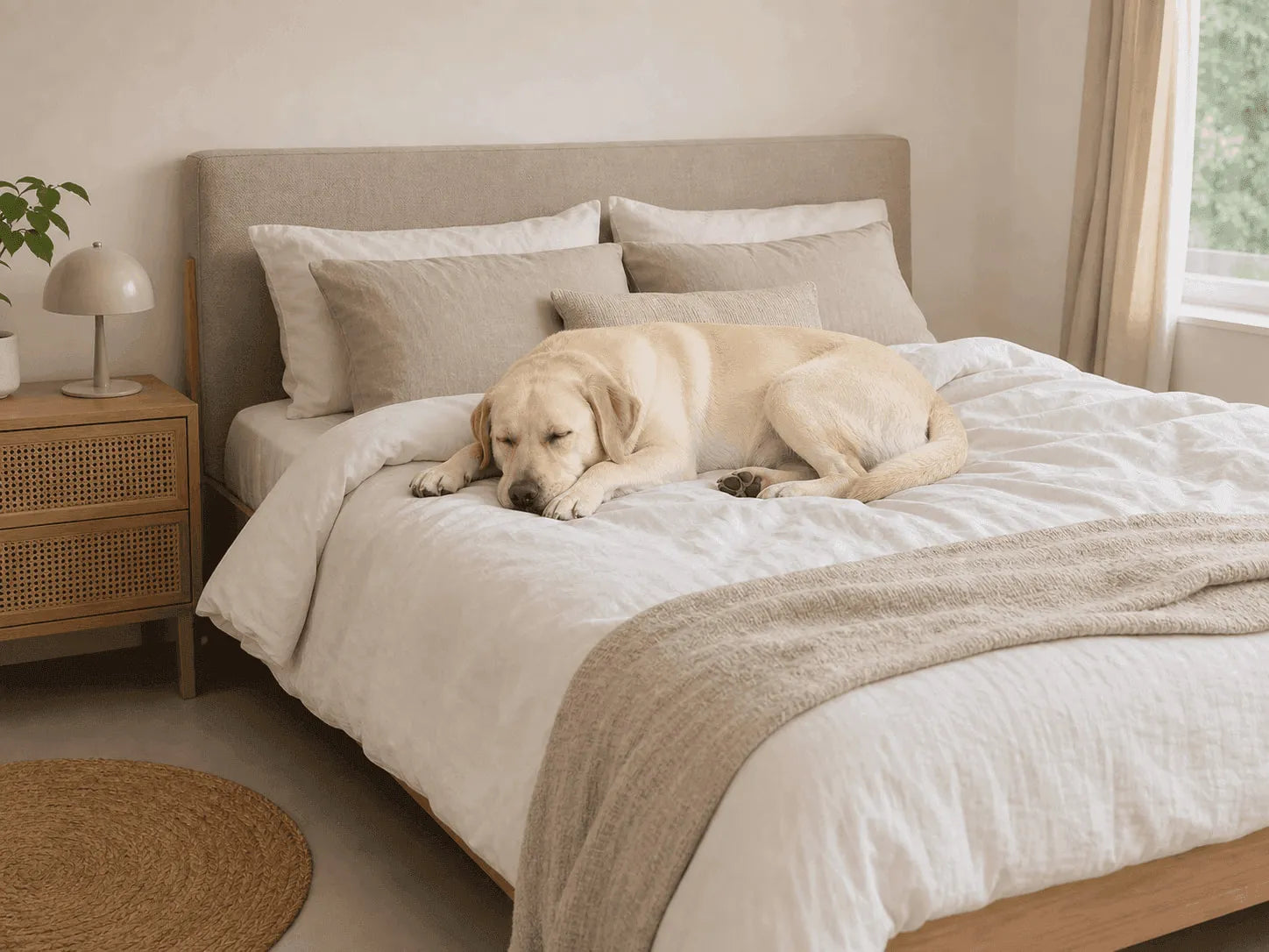 Why does my dog sleep in my bed without me？How to solve it?