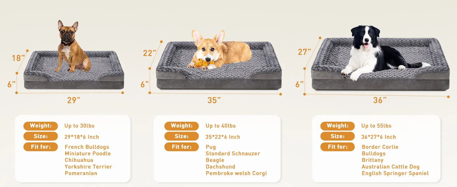 orthopedic dog bed size