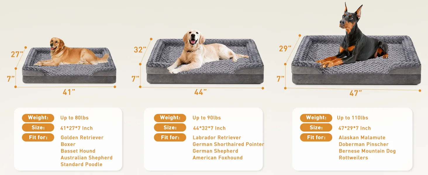 orthopedic dog bed size