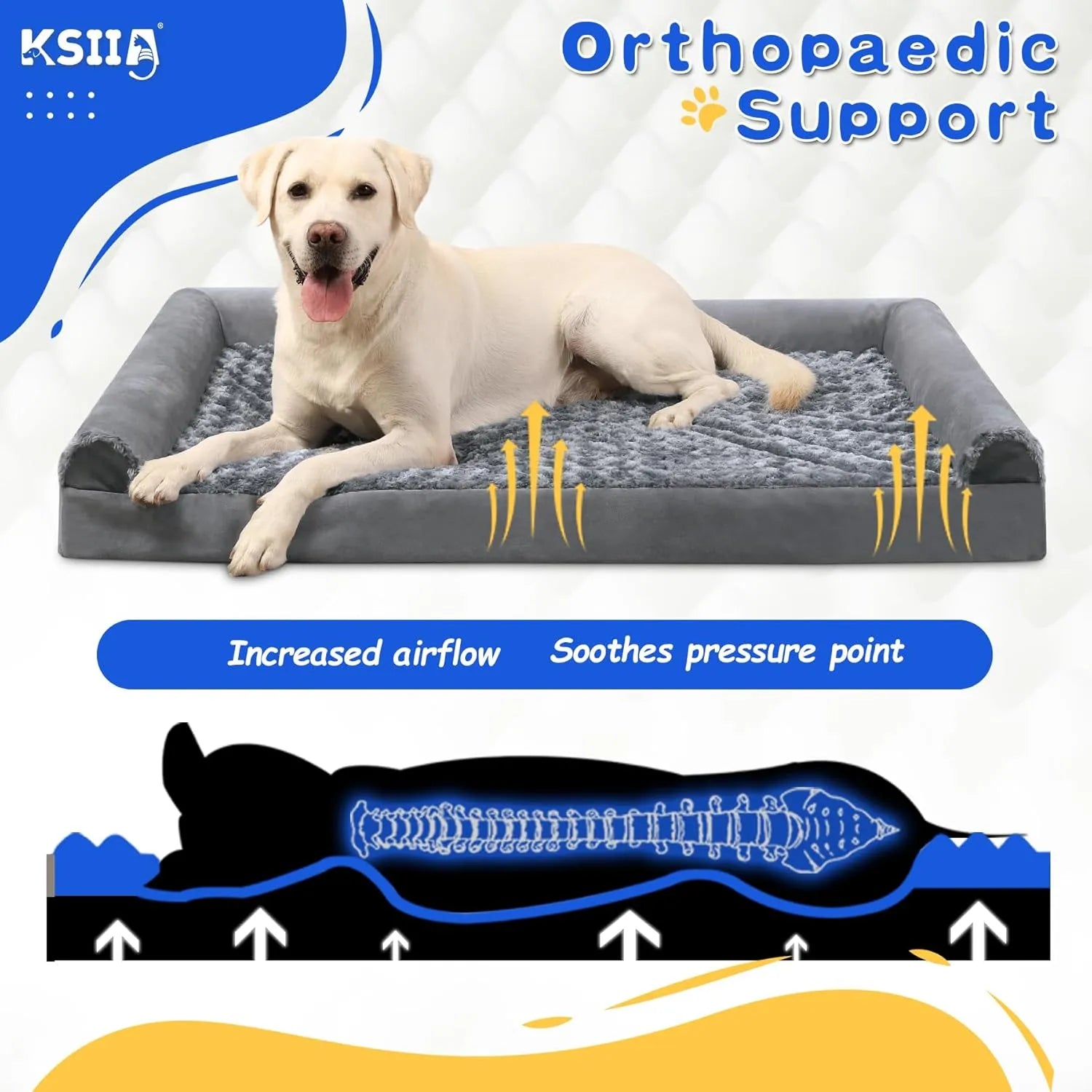 KSIIA Orthopedic Dog Beds Sofa Dog Couch (For UK)