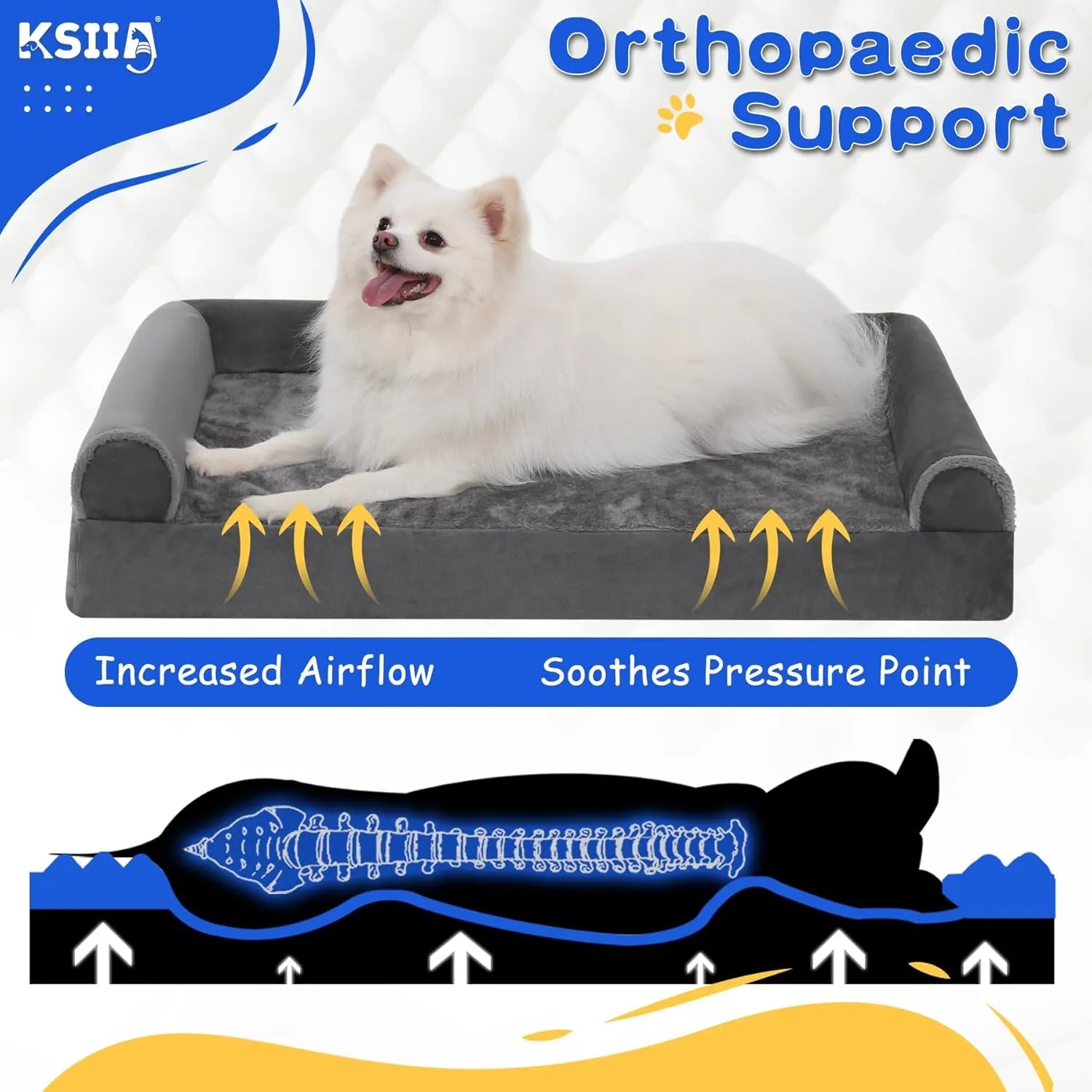 KSIIA Orthopedic Waterproof Dog Beds Sofa Dog Couch (For UK)