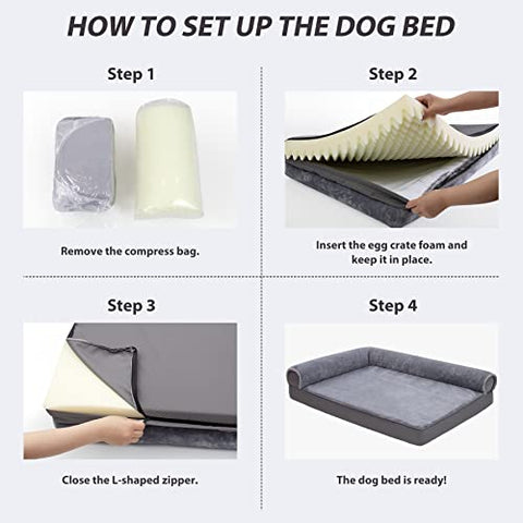 KSIIA Orthopedic Dog Sofa Bed with Waterproof Cover